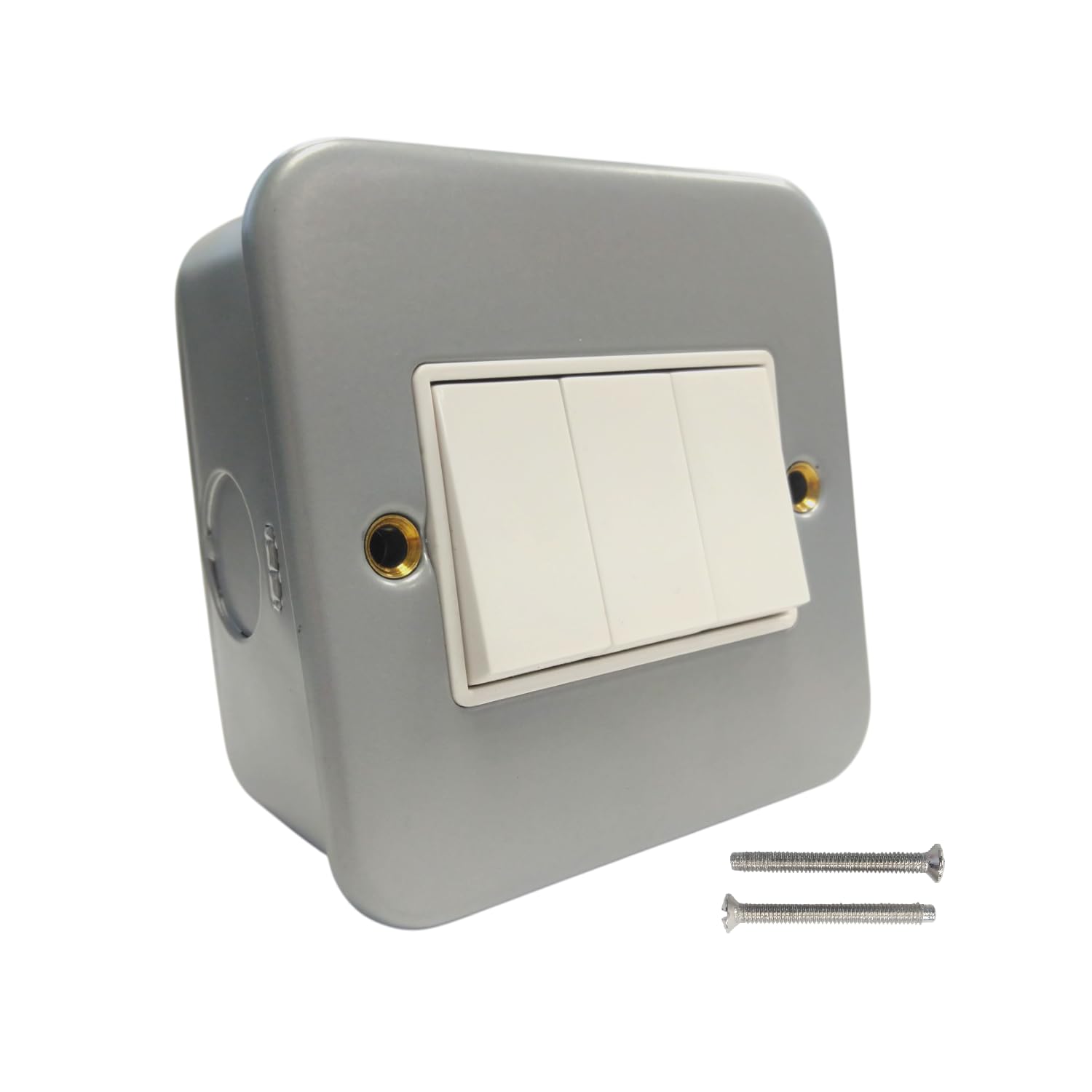 Merriway BH04170 10 A 3-Gang 2-Way Metal Clad Wall Switch