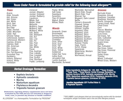 PROGENA Allergena Texas Cedar Fever (2 Fl Ounce, Adult)