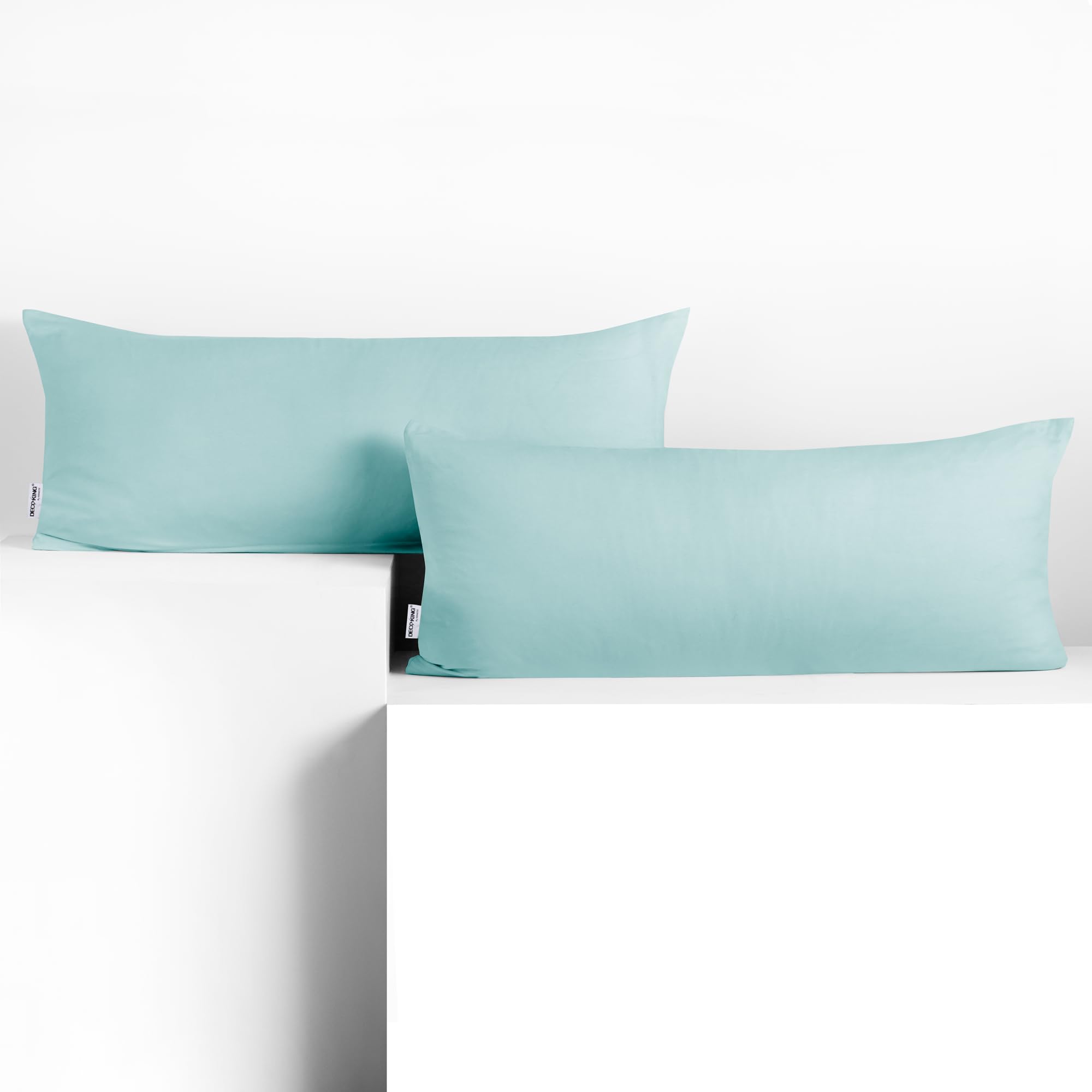 DecoKing 2 Pillowcases 40 x 120 cm Jersey 100% Combed Cotton Zip Light Blue Amber