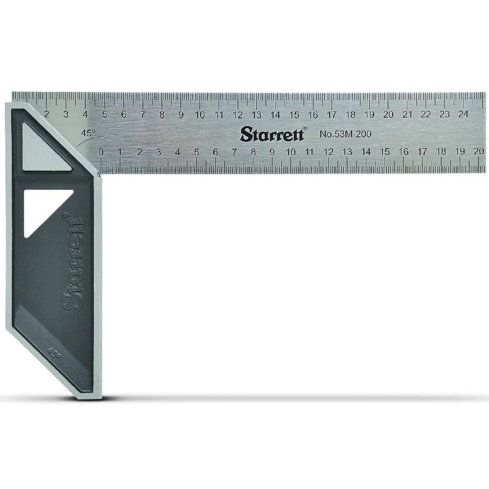 Starrett Carpenter Square - K53M-250-S Stainless Steel Angle Ruler Carpentry 250mm (10”) - Aluminium Alloy Handle for Craftsman Woodworking