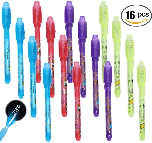 Invisible Ink Pen, Spy Pen Secret Message Writer with uv Light Magic Marker for Drawing Fun Activity Kids Party Favors Ideas Gifts and Stock Stuffer (16pcs)