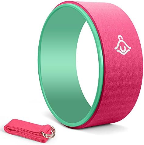 Ultrafy 13" TPE Yoga Wheel, Skin-Friendly &amp; Non-Toxic, Moisture-Proof Cushion (Extra Thick), Dharma Wheel Chest Shoulders Spine Openers Back Rollers Stretchers (Pink &amp; Green)