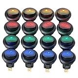 EBYTOP Rocker Toggle LED Switch for Car and Truck,16Pcs Include Red,Blue,Yellow,Green