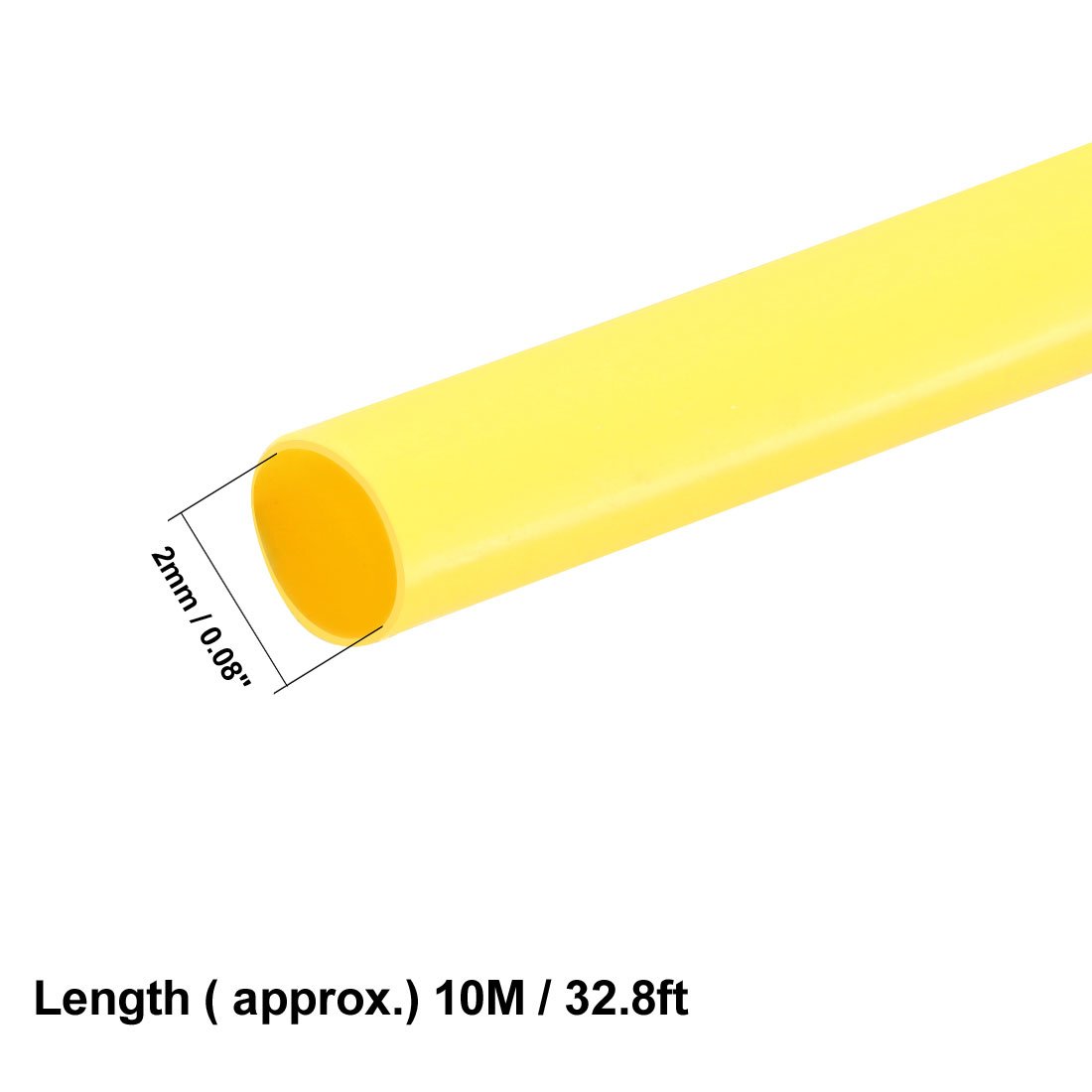 sourcing map Heat Shrink Tubing 2mm Dia 10m Length 2:1 Heat Shrink Wrap Cable Sleeve Heat Shrink Tube Yellow - Image 3