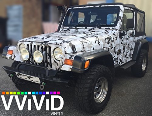 VViViD Snow Camouflage Vinyl Car Wrap Adhesive Decal DIY Air Release Roll (3ft x 5ft)