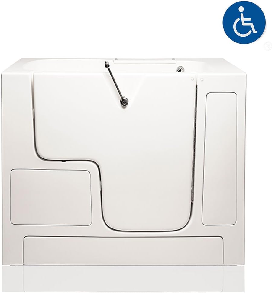 American Tubs LOVE3252W 32" x 52" Air Massage Wheelchair Accessible Soaker Walk-in Bathtub - Right Drain (White)