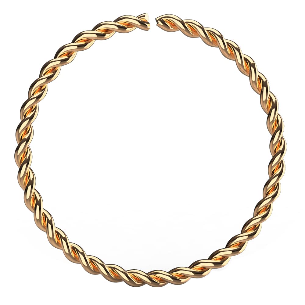 AZARIO LONDON 9K Solid Rose Gold Nose Ring – 22 Gauge (0.6mm), 8mm Continuous Twister Hoop Piercing Jewellery