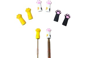 SPANSEE 6 PCS Stitch Stoppers for Small Knitting Needles, Knitting Accessories fit Sizes US 2.5-11 (3mm-8mm) Needles, Knitting Point Protectors, Knitting Needle Caps, Cat Paw Knitting Needle Stoppers