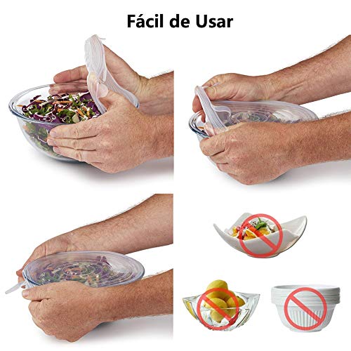 Stone-TH-Tapas-de-Silicona-Elsticas-12-Tapas-Silicona-Ajustables-Cocina-Reutilizable-Fundas-para-Alimentos-Tapa-Tazas-Boles-o-Tarros-Lavavajillas-Refrigerador