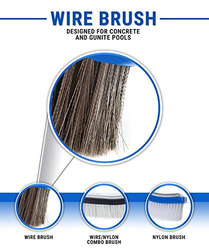 Milliard 10" Wide Heavy Duty Wire Pool Algae Brush, Designed for Concrete and Gunite Pools and Walkways, Great on Extremely Tough Stains