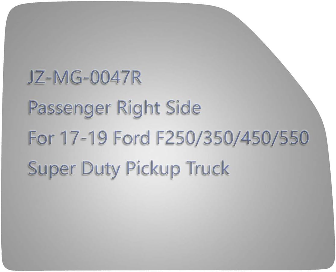 JZSUPER Upper Towing Mirror Glass fit for 2015-2020 F150, 2017 2018 2019 2020 Ford F250 F350 F450 F550 Super Duty Pickup Truck Passenger Right Side RH Flat Replacement Including Adhesive