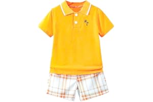 Afsmlys Kids Tween Boy Clothes Casual Short Sleeve Polo Shirt + Plaid Print 2Pcs Shorts Summer Clothing Set