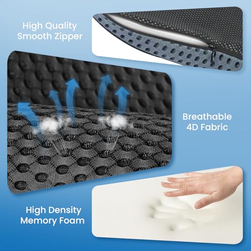 Qutool Car Seat Cushion, Wedge Cushion, Seat Cushion for Car Seat Cushion, Car Seat Wedge Cushion for Driver's Seat for Memory Foam Car Seat Cover (Black)