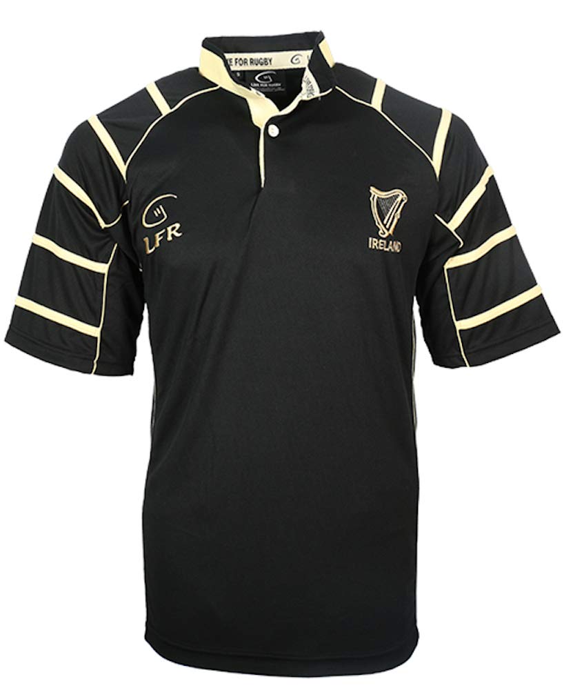 Ireland Black Irish Harp Breathable Rugby Shirt A2Z Shop