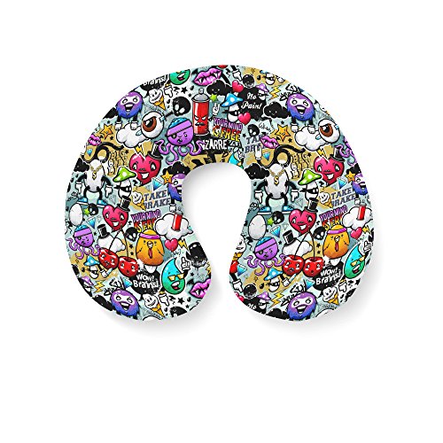 Cute Graffiti Travel Neck Pillow Inflatable