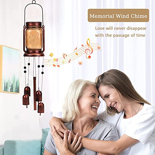 Gthmine Solar Wind Chimes for Outside,Mason Jar Wind Chime Light,Waterproof Windchimes for Garden,Patio Decor,Memorial Wind Chimes,Birthday Gift for Mom,Wife,Grandma,Neighbors (1 Pack)