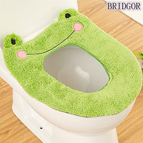 BRIDGOR New Design Thickening Plush Soft Warm Cartoon Cute And Can Paste Toilet Seat Cushion (Green)