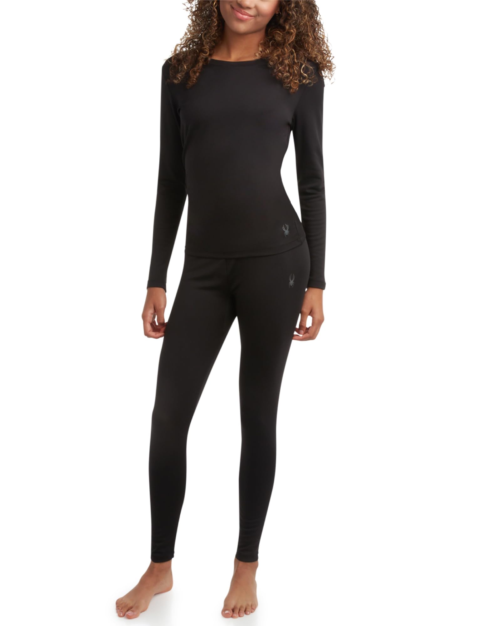 Photo 1 of Spyder Women's Thermal Underwear Set - 2 Piece Brushed Back Fleece Lined Long Johns Base Layer Set for Women (Sizes: S-XL), Size Medium, Black