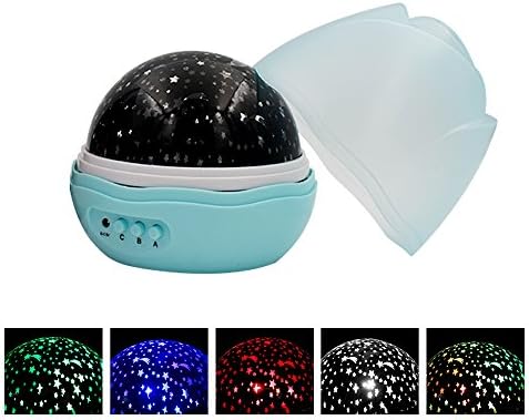 E ELELIFE Ceiling Projector, Star Night Light with 4 LED Bulbs , 360 Degree Rotation Colorful Moon Night Lamp for Children gifts Bedroom Nursery light (Blue) (Style 2)