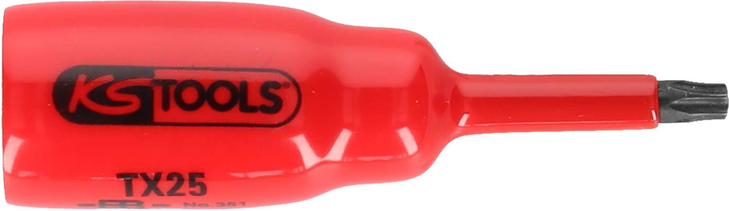 KS Tools 117.2456 3/8" bit Socket with Protective Insulation for Torx Screws T20, Short