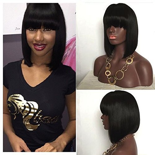 Nicetobuy Glueless Straight Short Bob Haircut Lace Front Wig With