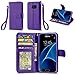 Galaxy S7 Case, IZENGATE [Slim Series] Wallet Case Premium Synthetic Leather Flip Cover Folio with Stand for Samsung Galaxy S7 (Purple)