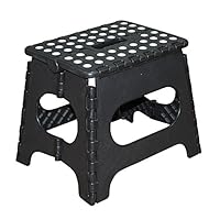 Jeronic 11-Inch Plastic Folding Step Stool, Black