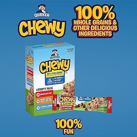 Mua Quaker Chewy Lower Sugar Granola Bars, 3 Flavor Variety Pack, 58 ...