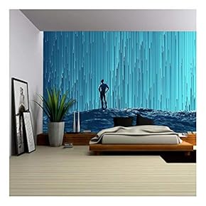 Man Looking at a Digital Flow - Removable Wall Mural | Self-Adhesive Large Wallpaper - 66x96 inches