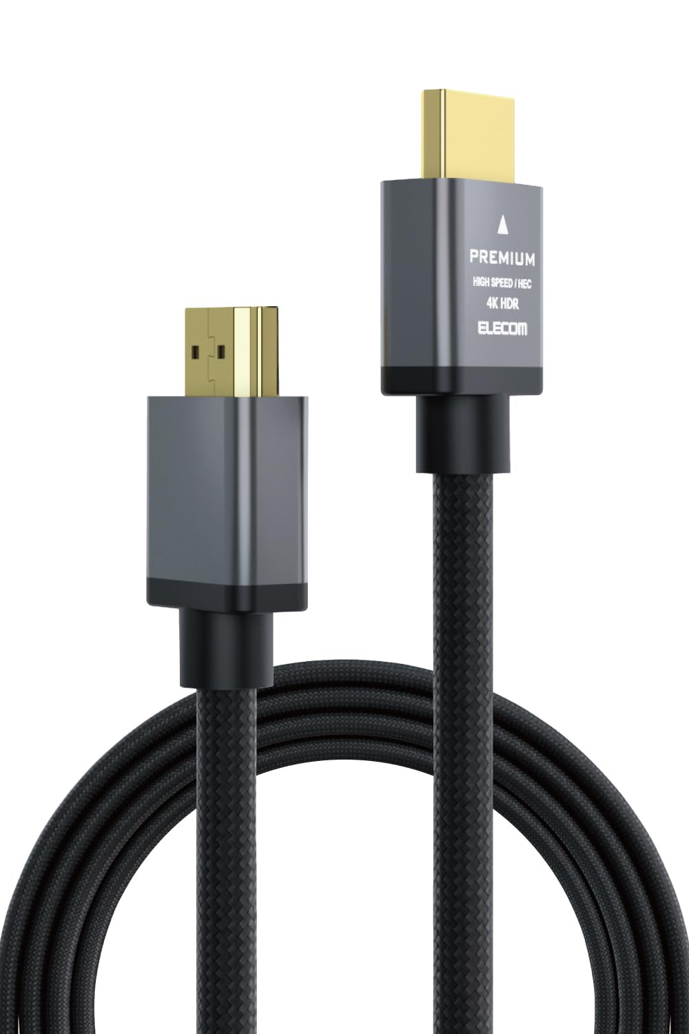 エレコム HDMI ケーブル プレミアム Ver2.0 曲げに強い ナイロンメッシュ 3m 4K・2K 【Premium HDMI(R) Cable規格認証済み】 アルミコネクタ 18Gbps ARC テレビ・パソコン・ゲーム機など対応 黒 ECDH-HDP30SBK商品画像