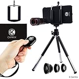 Lens and Bluetooth Shutter Remote Kit for Apple iPhone 8 and iPhone 7 - Includes Bluetooth Camera Remote, 8x Telephoto, Fisheye, Macro, Wide Angle Lens, Tripod, Holder, Hard Case