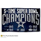 Dallas Cowboys Double Sided 5 Time Super Bowl Champions Flag