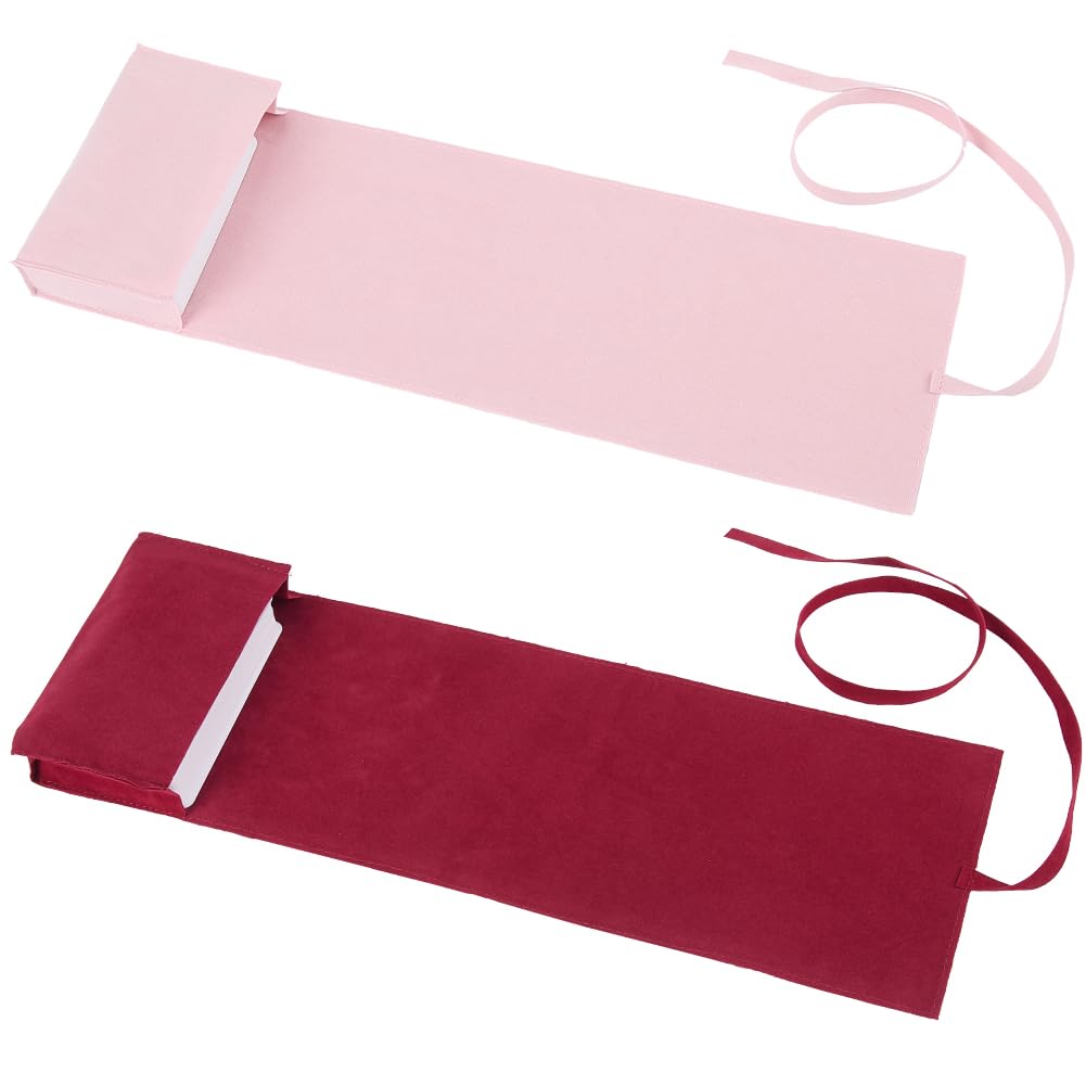 CREATCABIN 2Pcs Tarot Card Holder Tarot Cards Storage Bags Double-Sided Velvet Tarot Card Pouches Tarot Desk Wrap Tarot Carrying Bag for Beginners Witchcraft Supplies Pink Red 5x1x3Inch