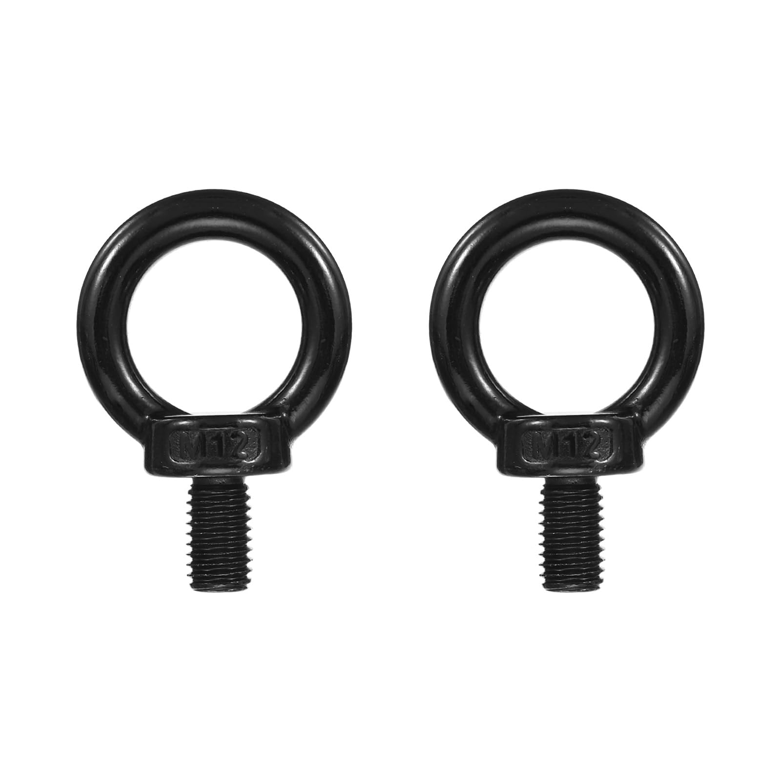 PATIKIL Lifting Eye Bolts M12 x 20mm, 2 Pcs 304 Stainless Steel Shoulder Ring Threaded Screw Machinery Shoulder Eyebolt for Lifting Hanging, Black