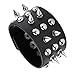 JUSNOVA Unisex Spike Studded Rivet Punk Rock Biker Wide Strap Leather Bracelet Gothic Buckle Wristband Adjustable