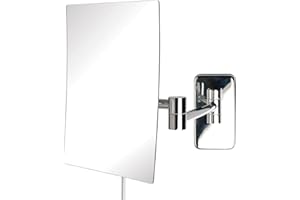 JERDON Wall Mount Makeup Mirror with 5X Magnification - 8.75” x 6.5” Rectangular Mirror Extends 14” – Chrome Finish – Model JRT695C