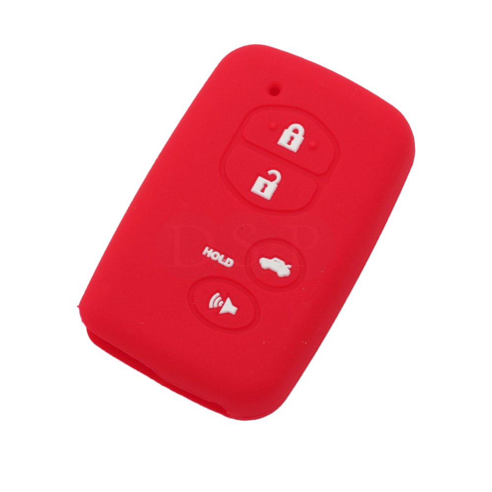 BROVACS Silicone Cover Protector Case Holder Skin Jacket Compatible with TOYOTA Avalon RAV4 Camry Venza Prius 4 Button Smart Remote Key Fob CV2405 Red
