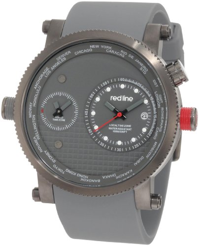 red line Men's RL-50037-GM-014-GY Specialist World Time Grey Dial Grey Silicone Watch