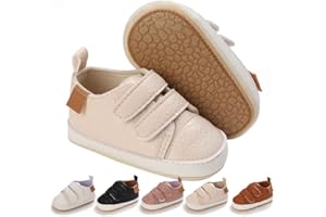 Baby Boys Girls Leather PRE-Walking Sneakers Toddler Anti-Slip Rubber Sole Infant Lightweight First Step Shoes