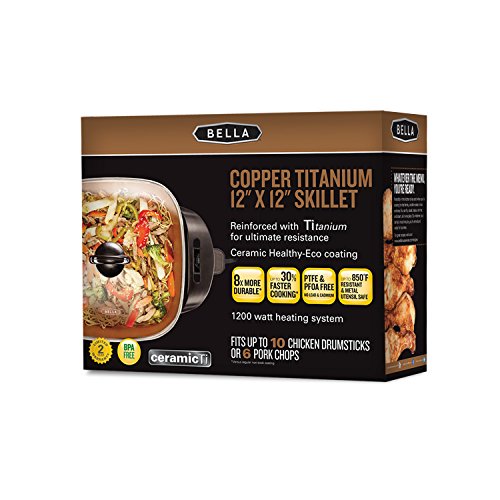 BELLA 14607 Electric Skillet, 12 x 12 INCH, Copper Buy Online in UAE