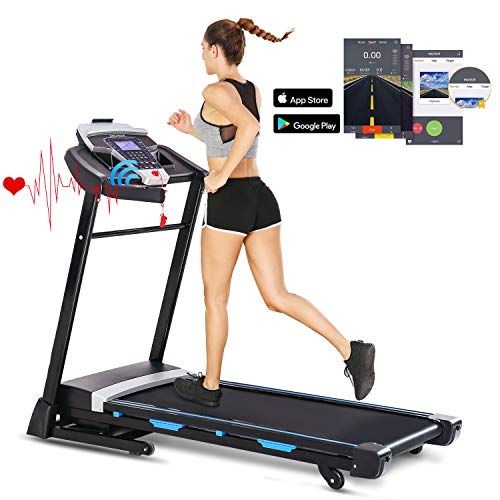 ANCHEER Folding Treadmill, 3.25HP Automatic Incline Treadmill, Walking Running Jogging Running Machine with APP Control for Home Gym Cardio Fitness