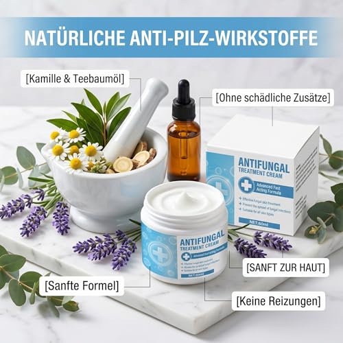 Skin Fungus Cream, Intensive Treatment for Athlete's Foot, Eczema, Groin Fungus & Tinea Versicolor, Suitable for Face and Body Care, Non-Irritating, 60 ml