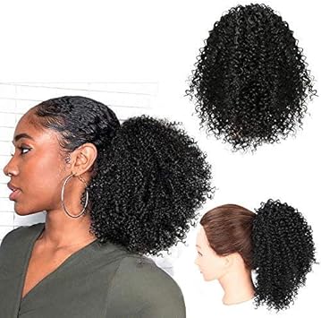 Vigorous Short Afro Curly Ponytail Hair 