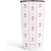 SANDJEST Tulip Tumbler 20oz, Stainless Steel Travel Cup with Lid, Insulated Coffee Mug, Tulip Gifts for Women Girls Friends Sisters on Birthday Christmas