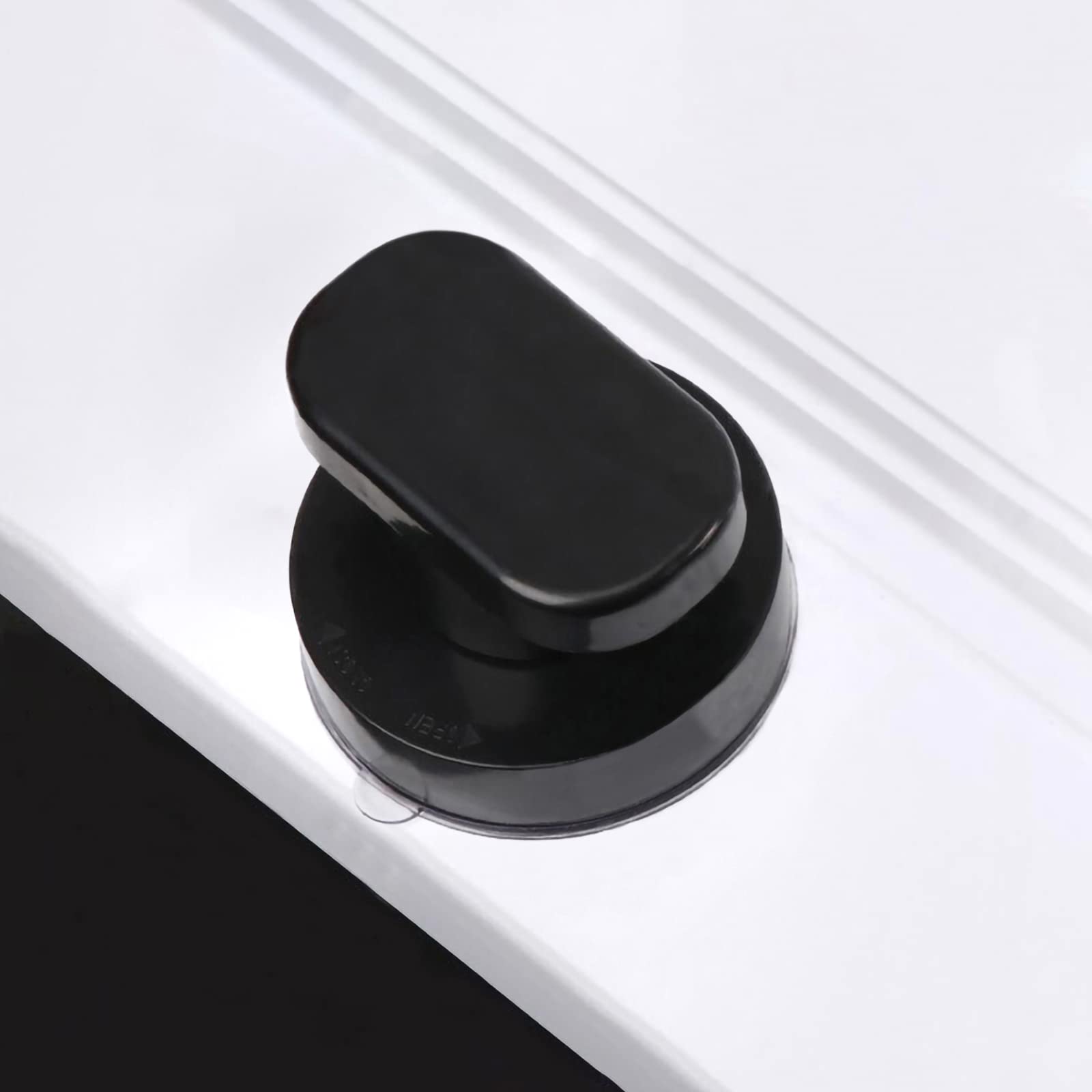 KAFENDA Mini Suction Glass Mirror Bathroom Shower Handle - Suction Bathroom Door Refrigerator, Non-Porous - Black