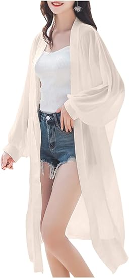 Amazon ネコート Nc190bexl ロングカーディガン シフォン ロング丈 シースルー 透け感 無地 シンプル 冷房対策 羽織り 長袖 薄手 涼しい カーディガン カーデ ロング 夏 ファッション 黒 白 くろ しろ 上着 アウター 春 はる 夏 なつ 秋