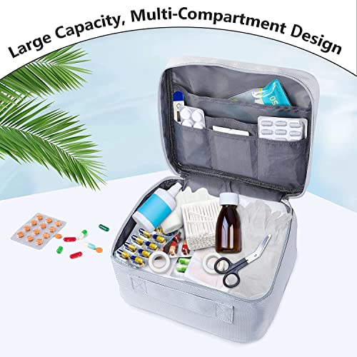 Romon 2 Stück Medikamententasche, Reiseapotheke Tasche Wasserdicht, Große & Klein Medikamententasche Reise, Tragbar Medizin Aufbewahrungstasche für Home Office Reisen, Grey thumbnail 2