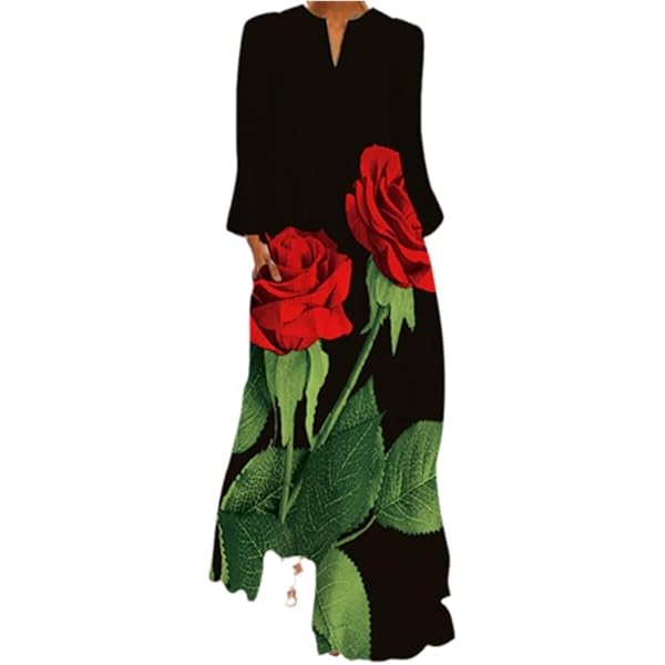 Amazon.com: African Print Maxi Dresses for Women Fall Vintage Plus Size  Bohemian V Neck Maxi Long Dress : Sports & Outdoors