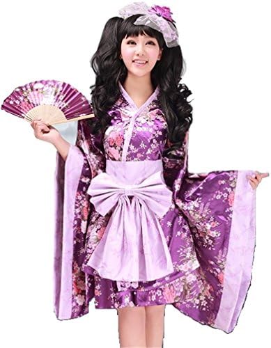 Sakura kimono Purple Lolita dress Cosplay anime costumes for women and girls (L)