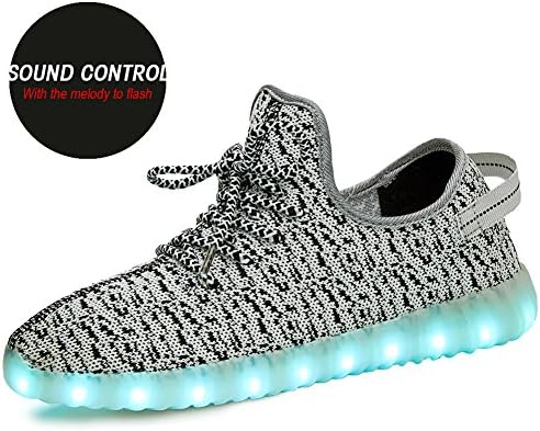 SenNi Unisex Shining LED Shoes Light Up USB Charging Flashing Sneakers SNSHOE033-Gray-41
